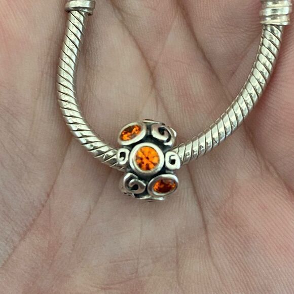 Authentic Pandora Orange Primrose Path Charm - Picture 1 of 2